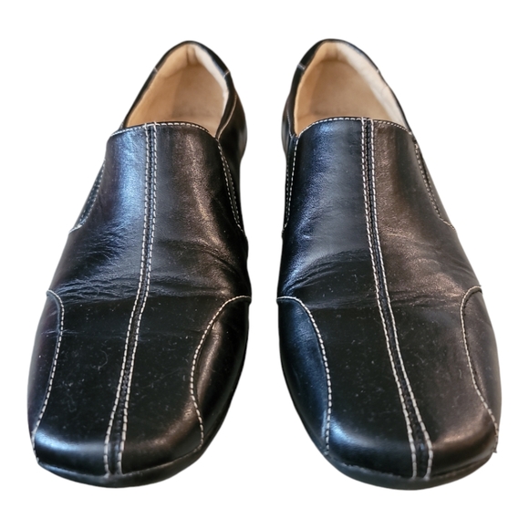 Naturalizer loafer 6.5 womens black leather flats 7/8" heel office casual comfy - Picture 1 of 7